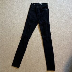 Agolde Black Distressed Skinny Jeans